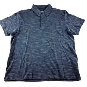 Coastaoro Short Sleeve Golf Polo Shirt Men's Size Large Navy Blue Space Dye